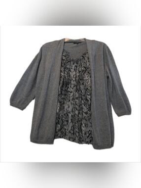 3/$25~Elementz Women's Sweater Top Size M With Attached Black/White Ruffle Front